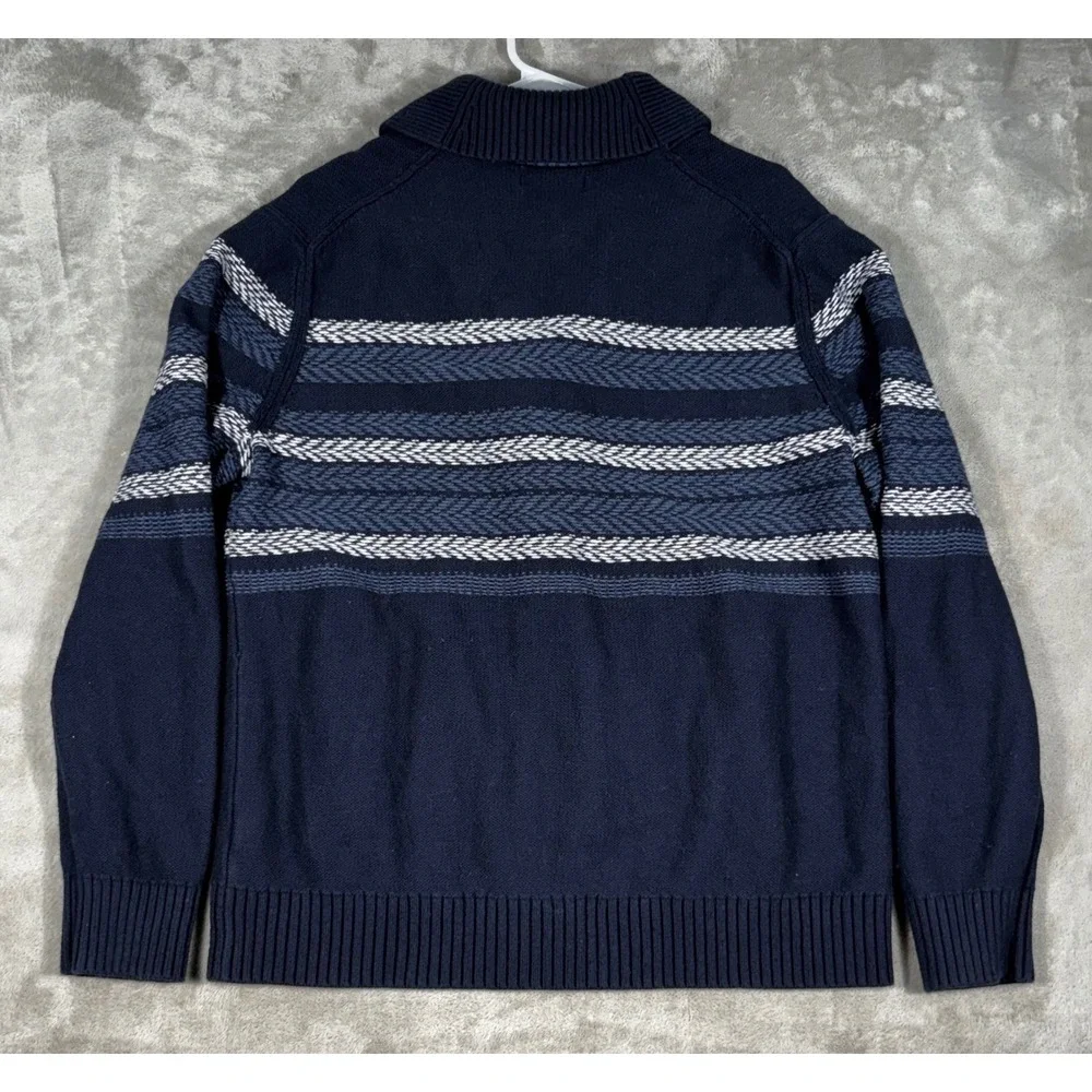 Banana Republic Cardigan Mens XL Blue Striped Shawl‎ Collar Blend